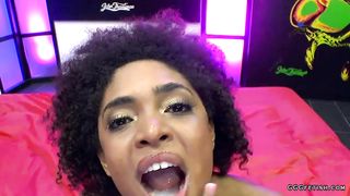 Black luna corazon receiving white cocks and cums