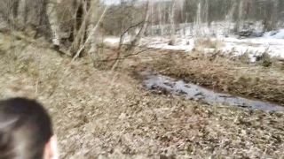 Horny babe loves fucking and sucking in the woods