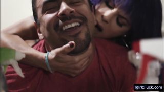 Trans babe Foxxy sucked Plumbers Pipe