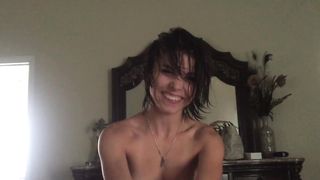 Wife giving a blowjob after a shower