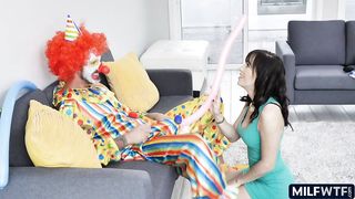 MILF does party tricks on clown