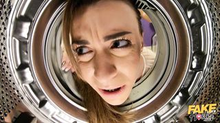 Busty Blonde Stuck In A Washing Machine