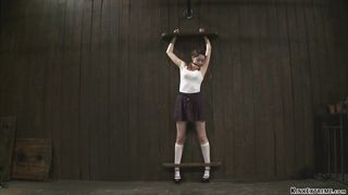 Bolted down slave rides Sybian