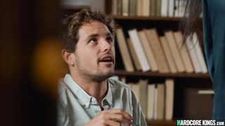 Students couple sex with MILF librarian