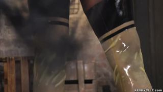 Ebony femdom whipping tattooed man