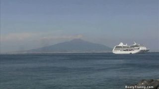 Beautiful blonde shemale anal fucks man