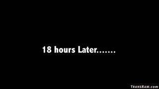 Asian shemale fucks busty babe in bar