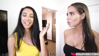 Stepsisters locking their sweet lips