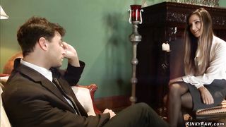 Big cock courier anal fucks brunette