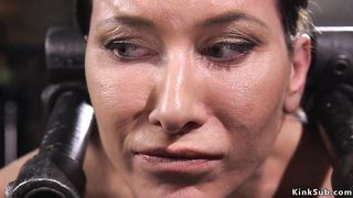 Tough busty slave gets pussy toyed