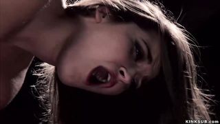 Gimp slave in latex fucked in threesome