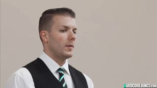 Busty MILF bangs ebony maid and butler