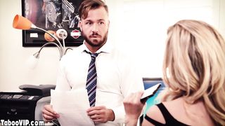 Naughty teen surprised stepdad in office