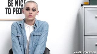 Teen with short hair getting punished