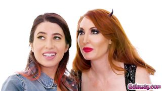 Kendra and Mona suckling on Serenas tits