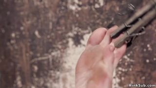 Tied and clamped slave fucked