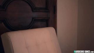 Brunette widow fucked by intruder