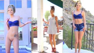 Dancing n Strippng Teen w Eye Contact Multiscreen Compilation 4K (K5)