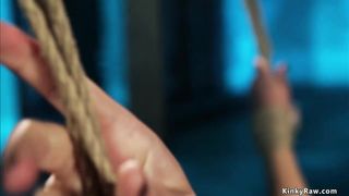 Redhead lezdom anal fucks tied brunette