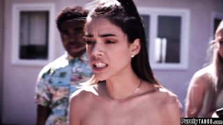 Virgin facefucked by her bullys stepdad