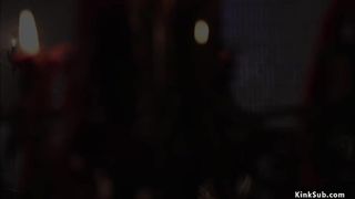 Rough anal sex for bound busty blonde