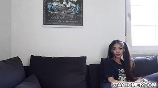 Sexy roommate Kim Rose swallows a cocksicle