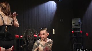 Big tits femdom pegging tattooed man