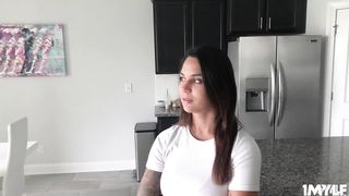 Sexy hot stepmom lets stepson have her milf pussy