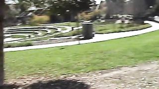 Homeless hippie couple fucking for cash in public