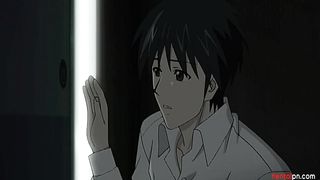 Animeboy seeing his mom doing blowjob