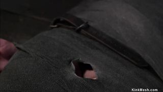 Mummified big tits slave gets vibrated