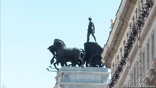 Euro slut is rough banged in public