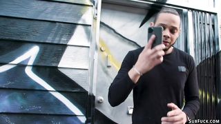 Ebony stuffed with huge white cocks