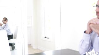 Sexy blonde aunt wants the young stud big cock