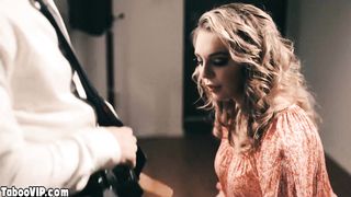 Skinny slut serving boss in the office