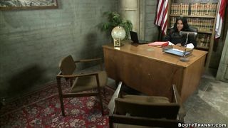 Busty TS judge anal fucks offender