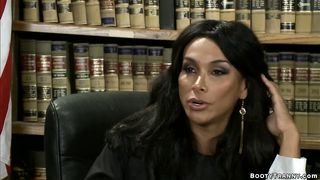 Busty TS judge anal fucks offender