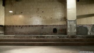 Busty slave trainee gives titsjob