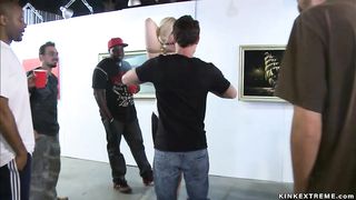 Giant boobs blonde fucked at public