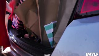 Giving stepson some hot titty fucking