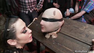 Slut anal gangbanged in public