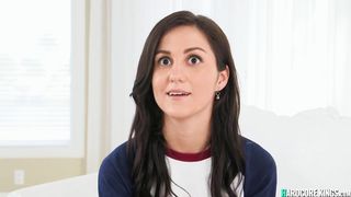 Petite brunette takes huge dick