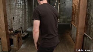 Bound redhead in tights tormented