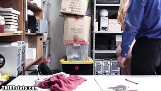 Teen thief in glasses fucked all holes