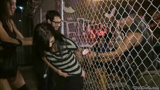 Bound brunette public anal fucked