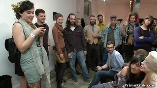 Busty blindfolded slut public disgrace