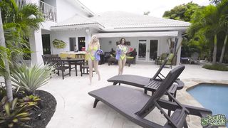 Peter cleans up Alessia and Nikkis teen pussies