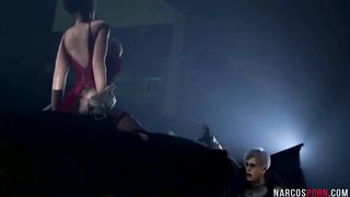 3D brunette MILF riding huge massive cock