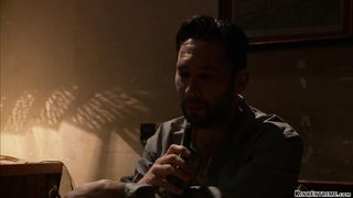 Strapped ebony rough fucked in bed