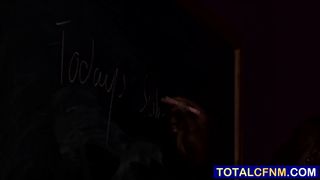 Bright college teens exploring teacher's cock